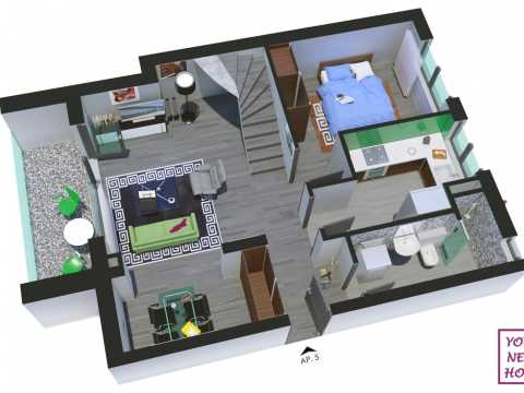 3 Room Duplex Apartment, 2+3 floor