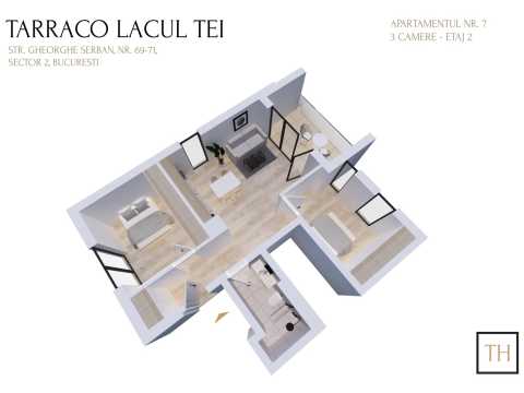 Apartament 3 camere, etaj 2